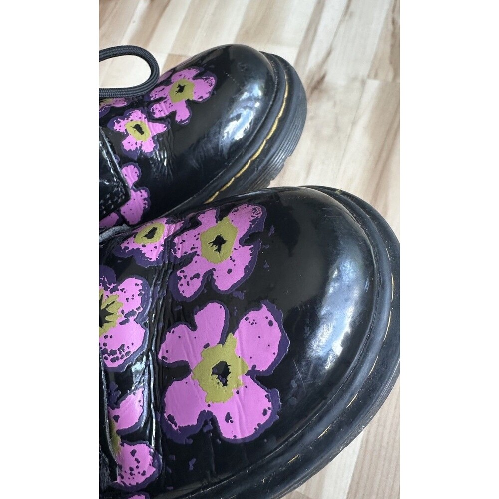 Dr. Martens 1460 J Kids Floral Patent Leather Lace-Up Zip Combat Boots US 2 - Picture 6 of 9